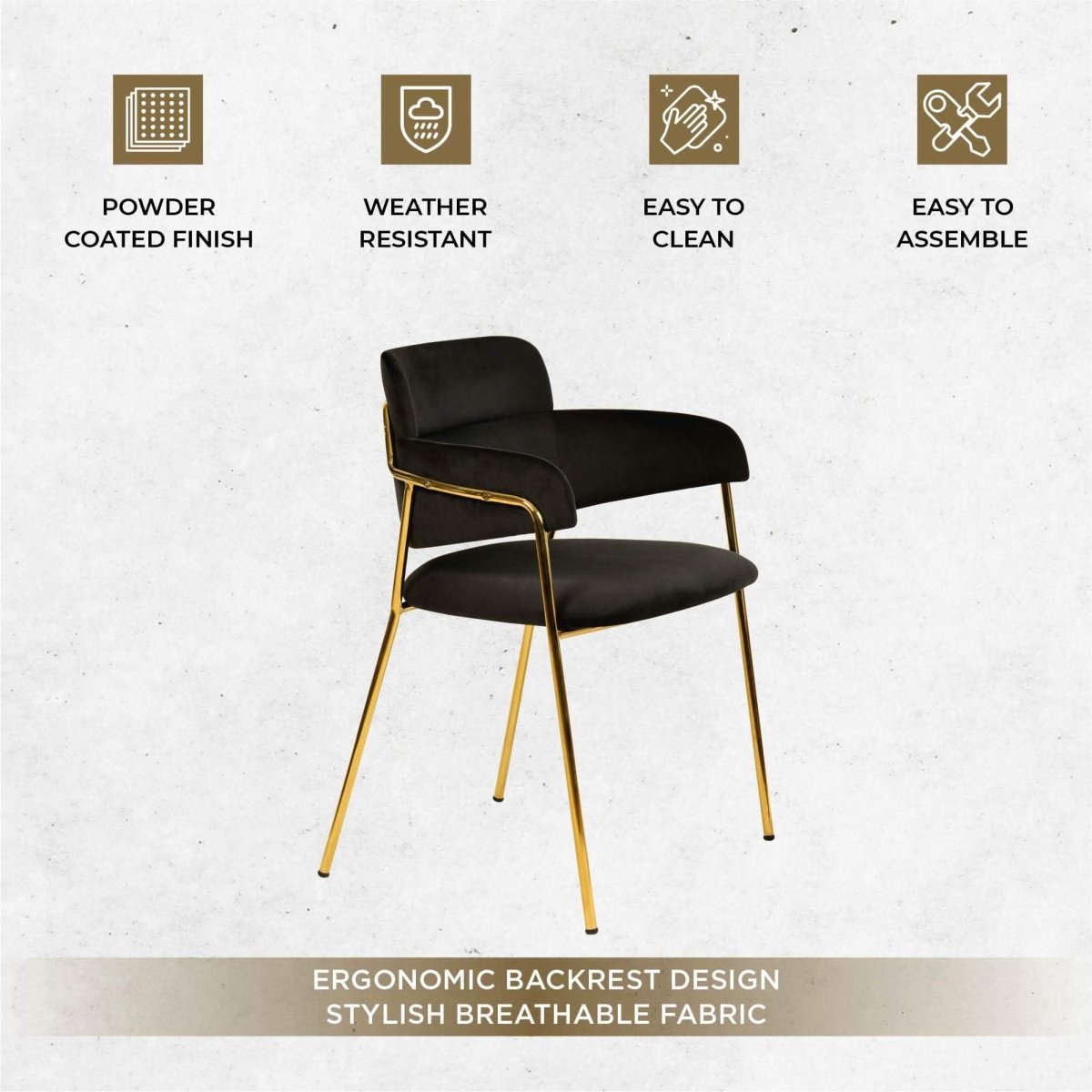 Axis Upholstered Dining Chairs Curved Open - Back & Gold Legs Set of 2