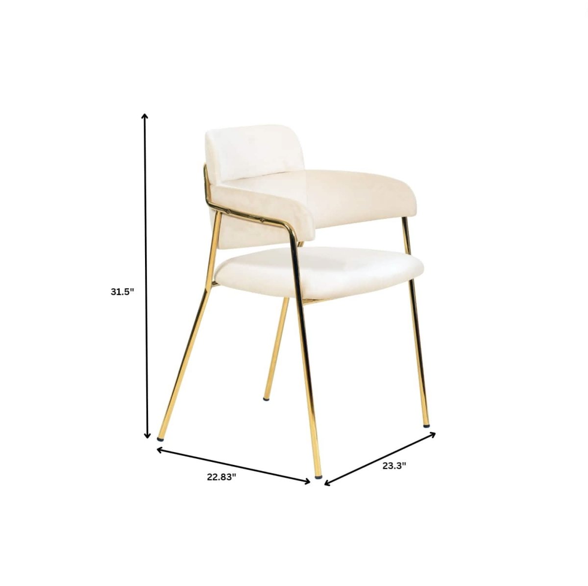 Axis Upholstered Dining Chairs Curved Open - Back & Gold Legs Set of 2