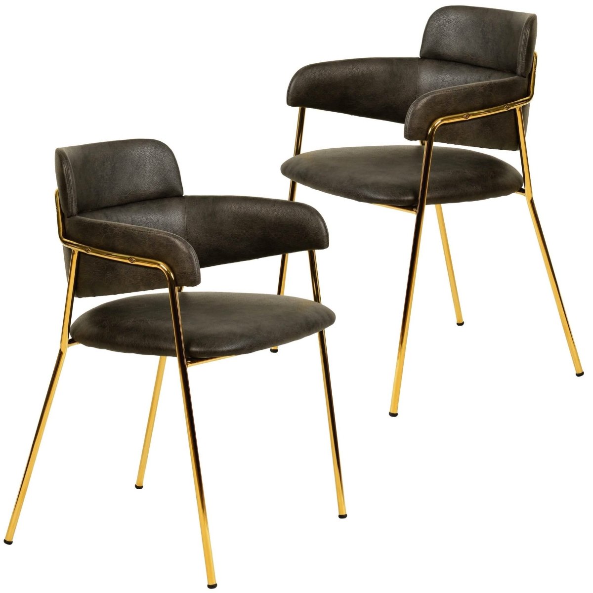 Axis Upholstered Dining Chairs Curved Open - Back & Gold Legs Set of 2