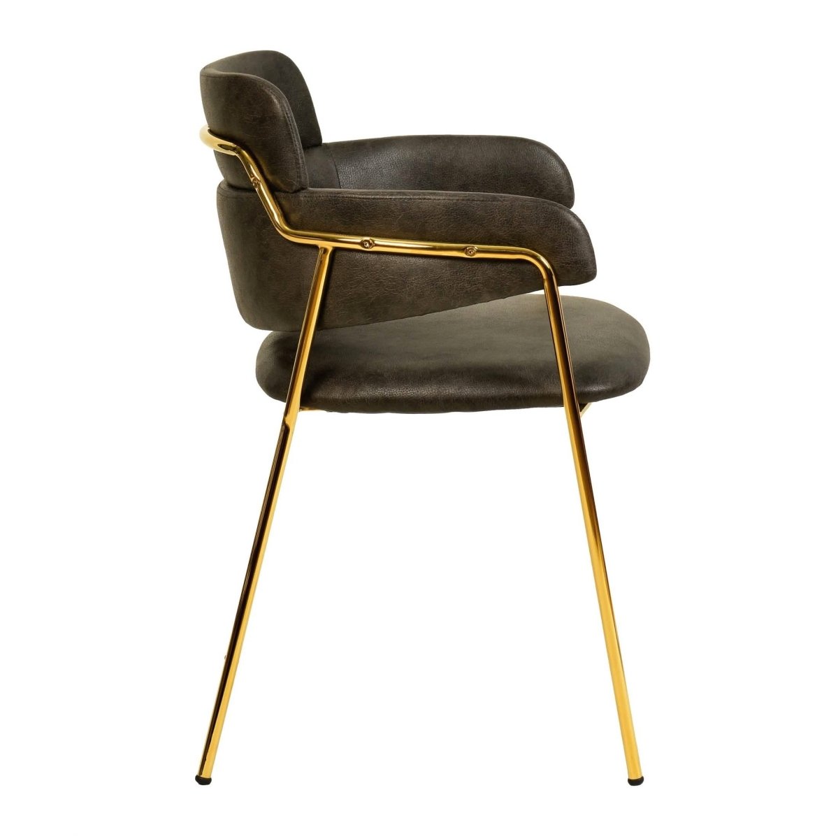 Axis Upholstered Dining Chairs Curved Open - Back & Gold Legs Set of 2