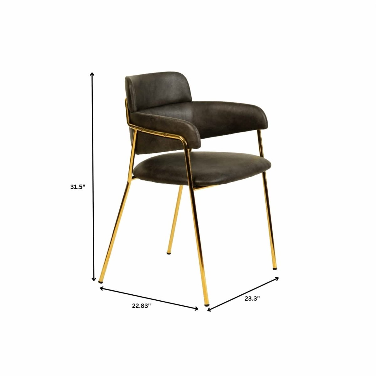 Axis Upholstered Dining Chairs Curved Open - Back & Gold Legs Set of 2
