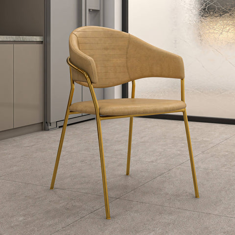 Bella Modern Dining Chair Upholstered in Leather With Stainless Steel Base Set of 4