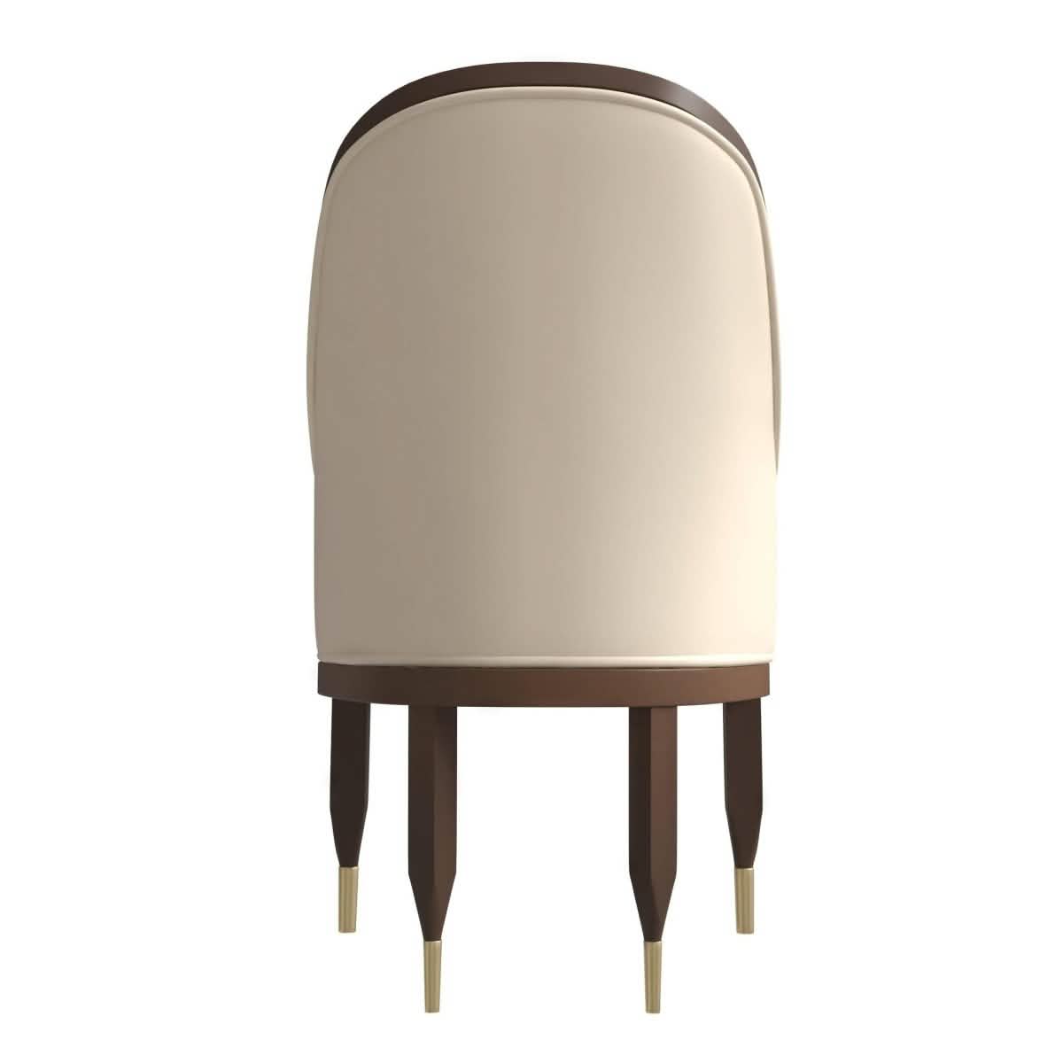Belle Leather Dining Chair with Arms and Gold Metal Caps with Rubberwood Frame and Legs Set of 2