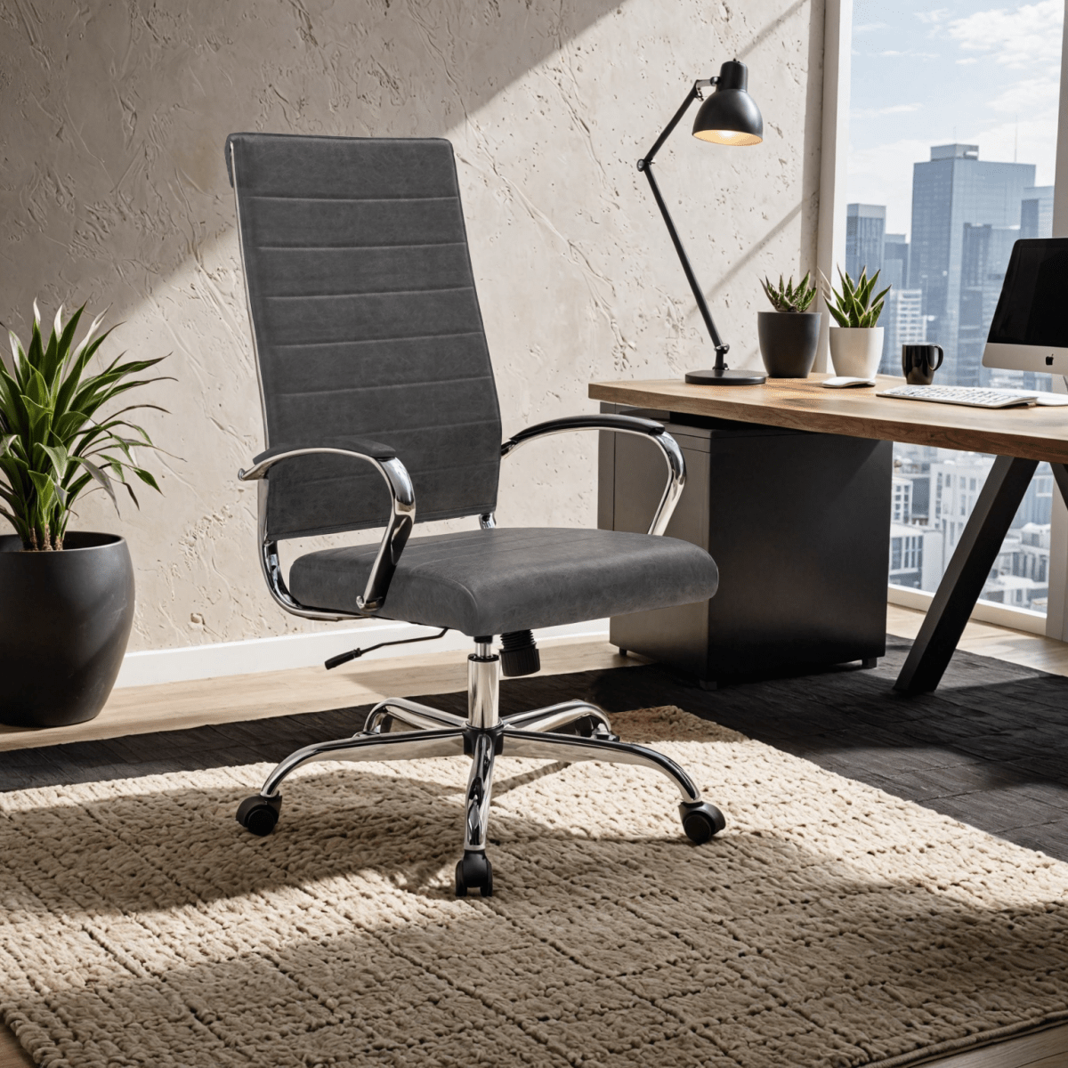 Benmar High - Back Leather Adjustable Office Conference Chair