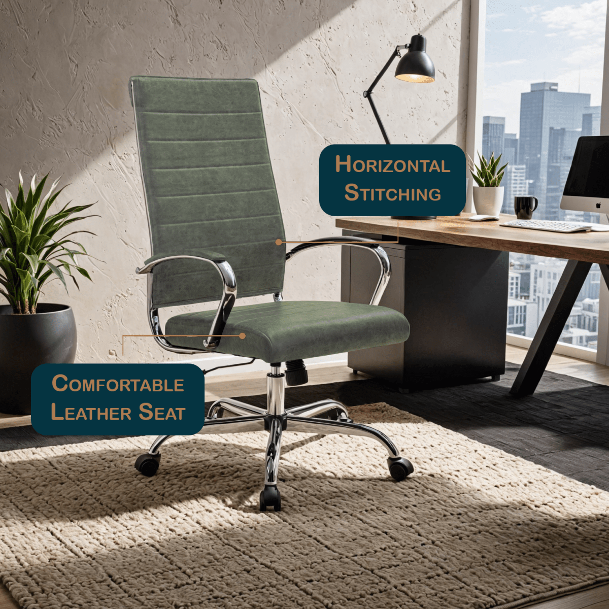 Benmar High - Back Leather Adjustable Office Conference Chair
