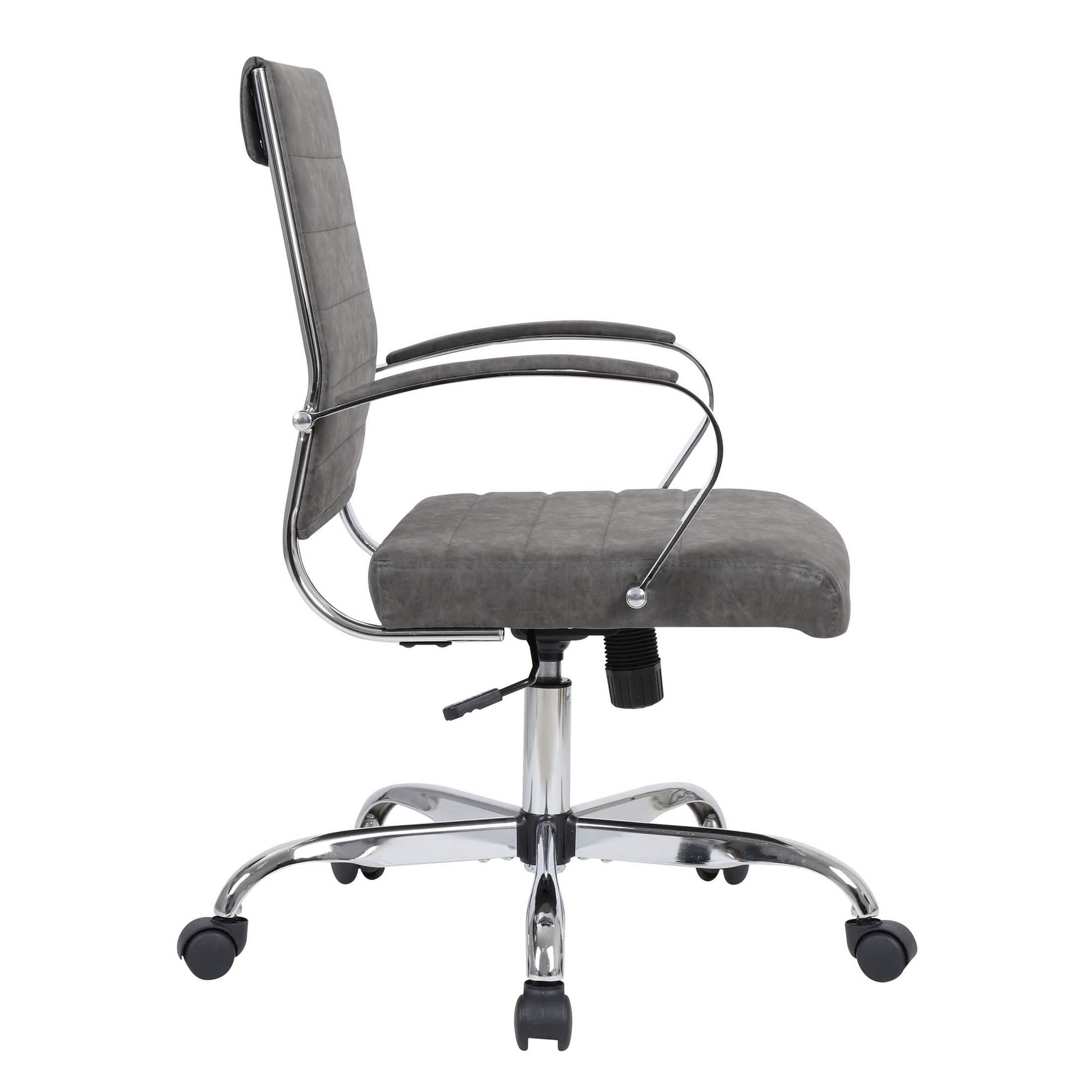 Benmar Mid - Back Leather Office Conference Chair Adjustable Height, Swivel, and Tilt