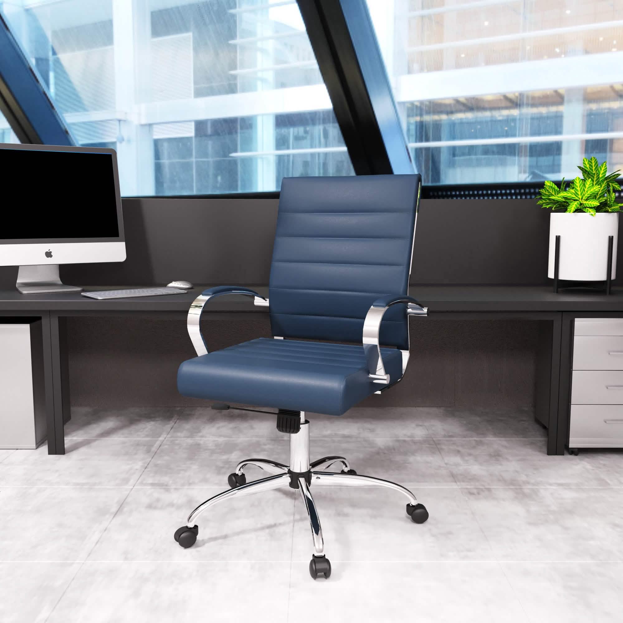 Benmar Mid - Back Leather Office Conference Chair Adjustable Height, Swivel, and Tilt