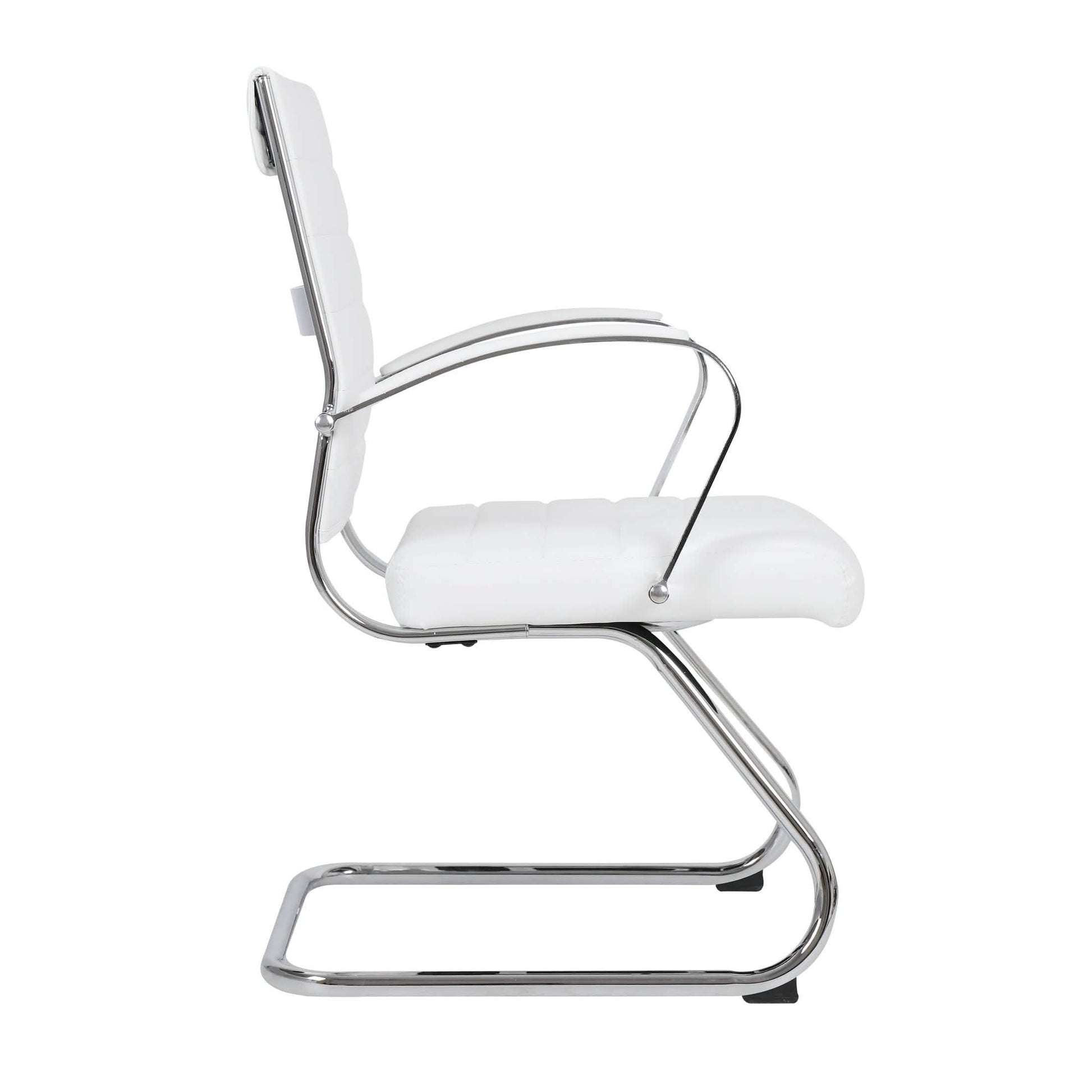 Benmar Mid - Back Office Conference Chair Upholstered in Leather with Stainless Steel Sled Base