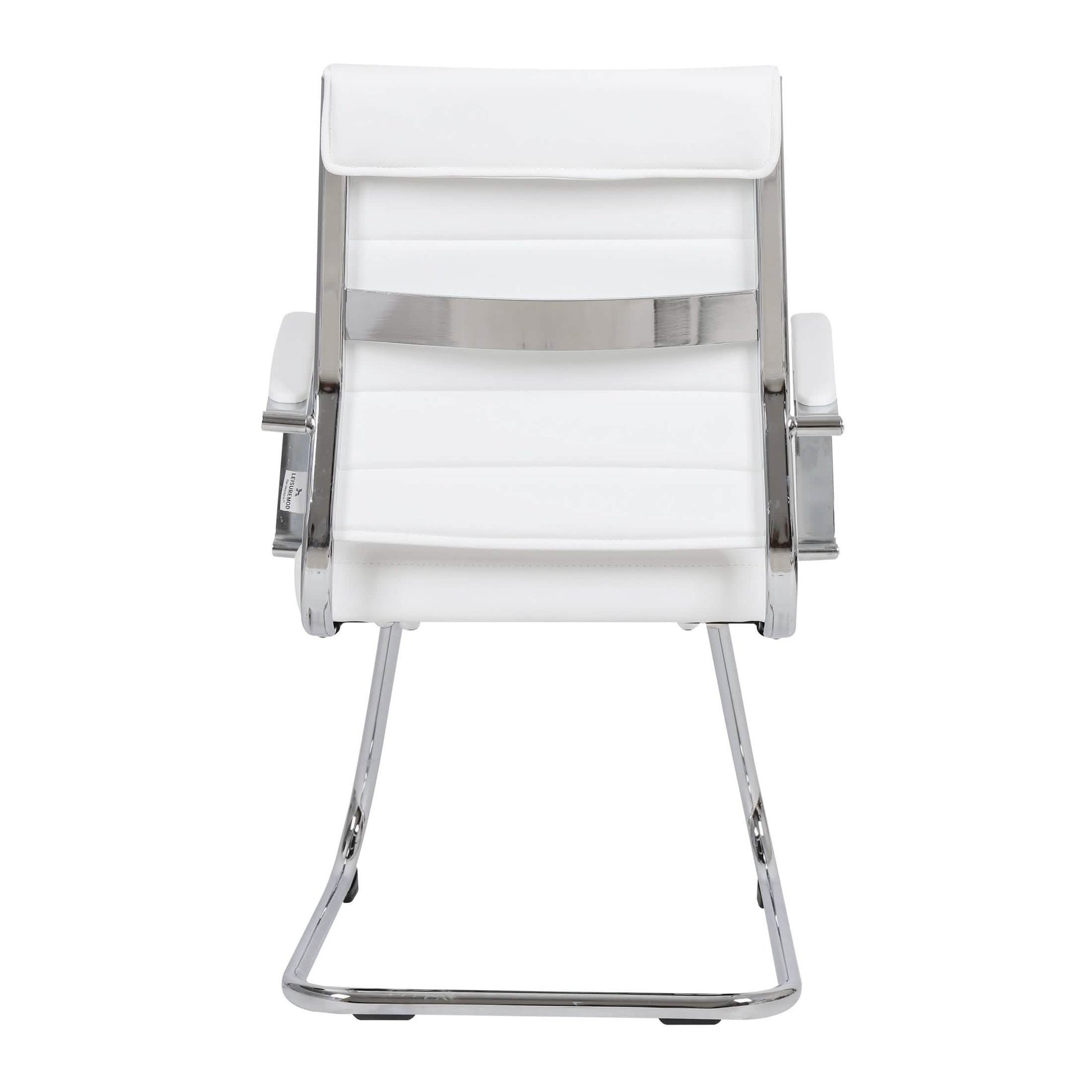 Benmar Mid - Back Office Conference Chair Upholstered in Leather with Stainless Steel Sled Base