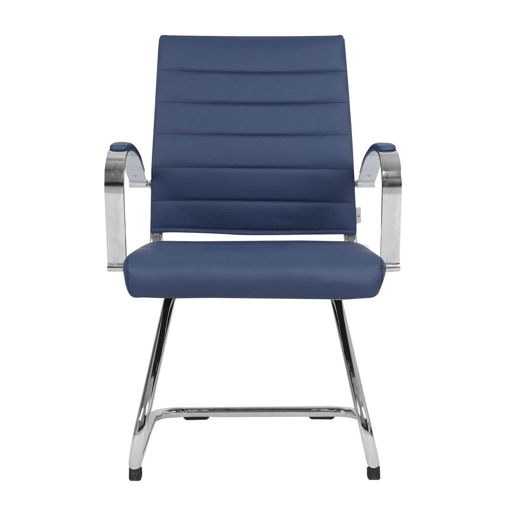 Benmar Mid - Back Office Conference Chair Upholstered in Leather with Stainless Steel Sled Base