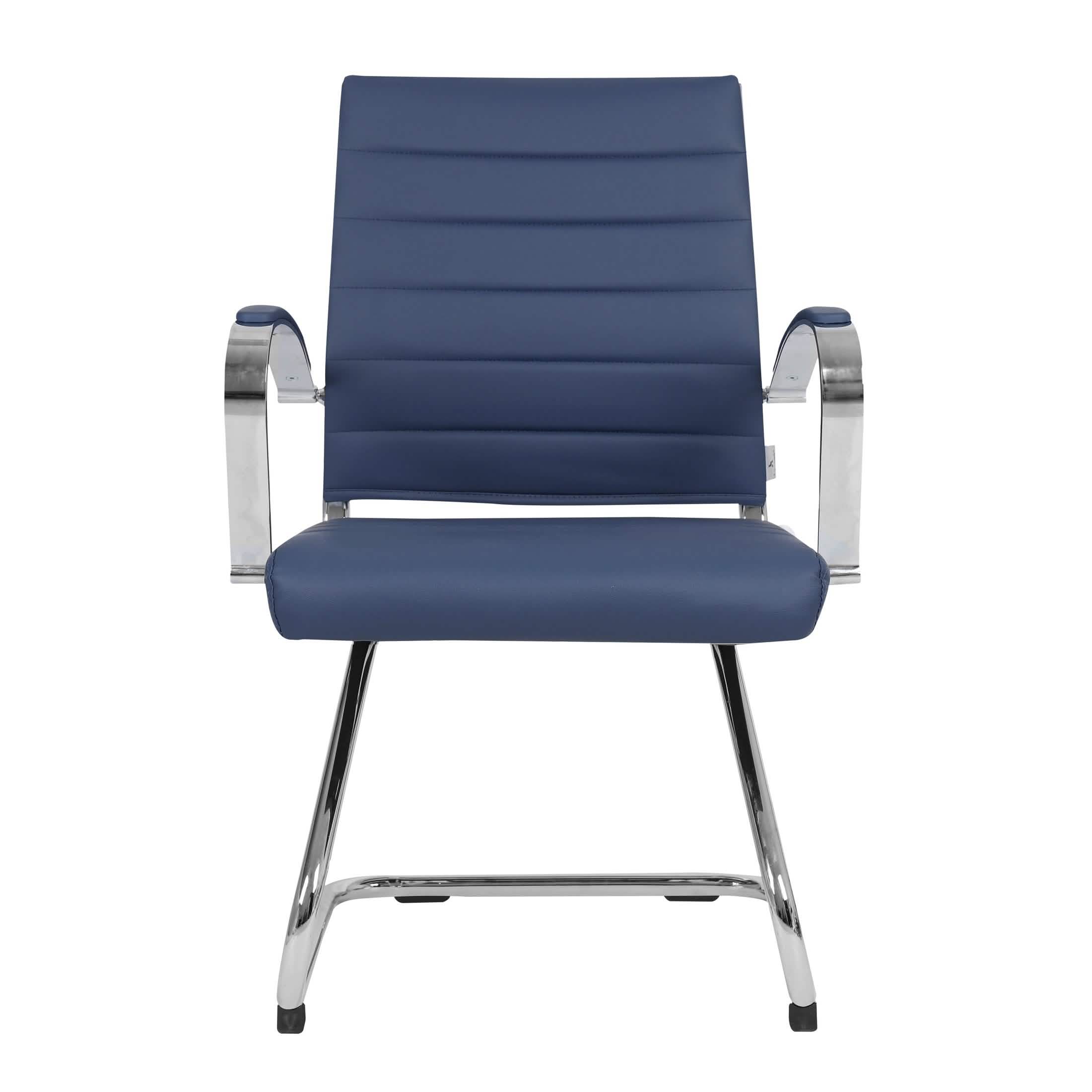 Benmar Mid - Back Office Conference Chair Upholstered in Leather with Stainless Steel Sled Base