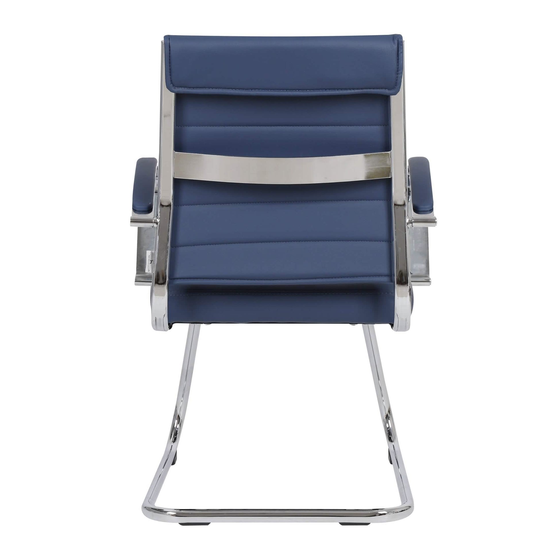 Benmar Mid - Back Office Conference Chair Upholstered in Leather with Stainless Steel Sled Base