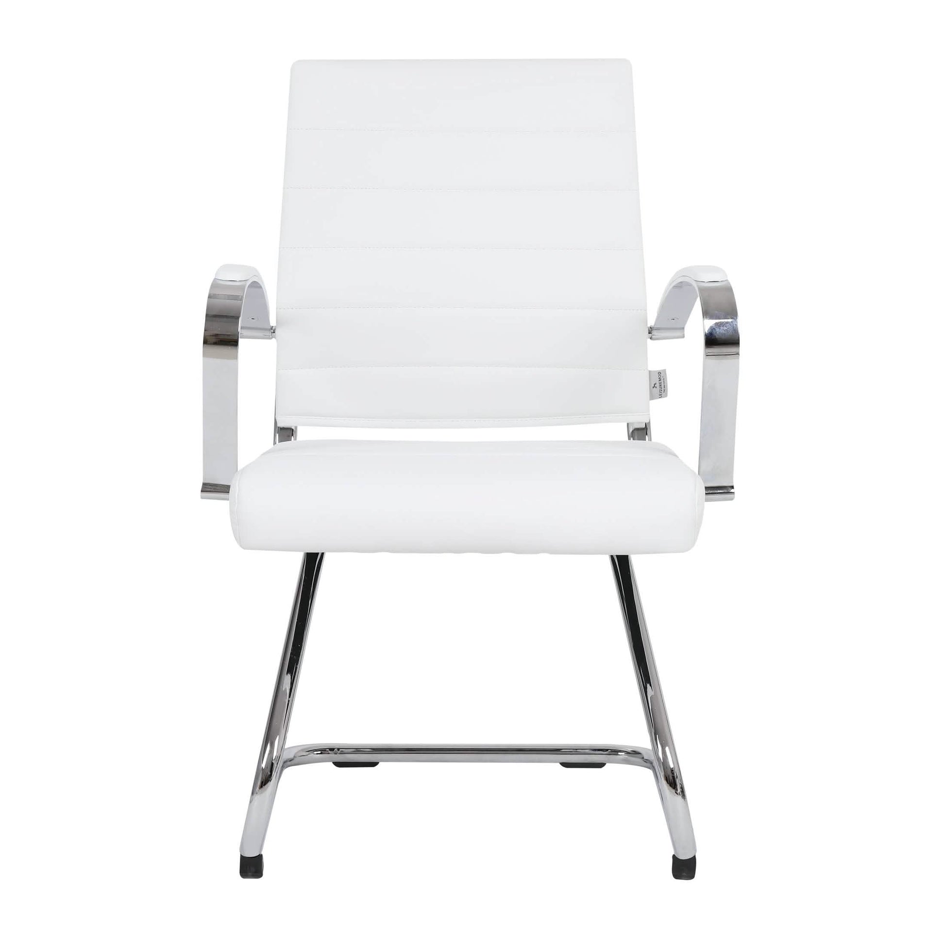 Benmar Mid - Back Office Conference Chair Upholstered in Leather with Stainless Steel Sled Base