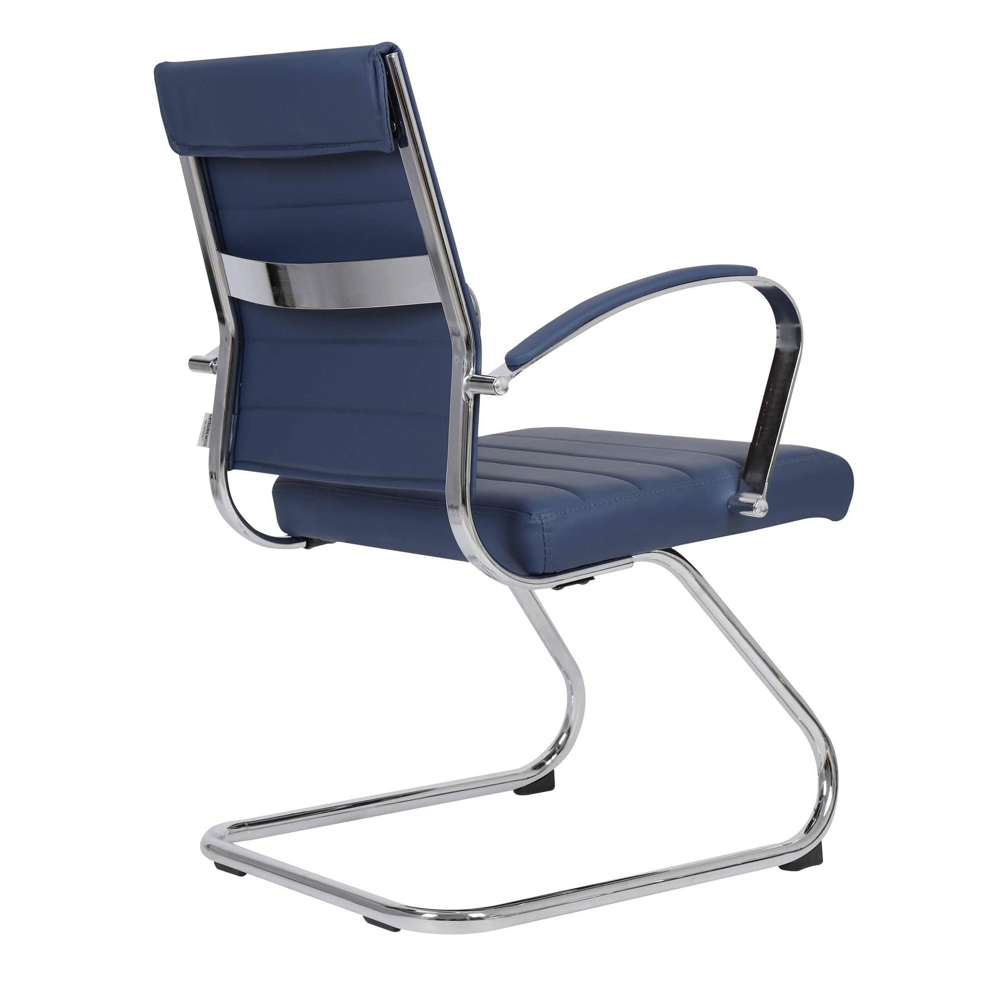 Benmar Mid - Back Office Conference Chair Upholstered in Leather with Stainless Steel Sled Base