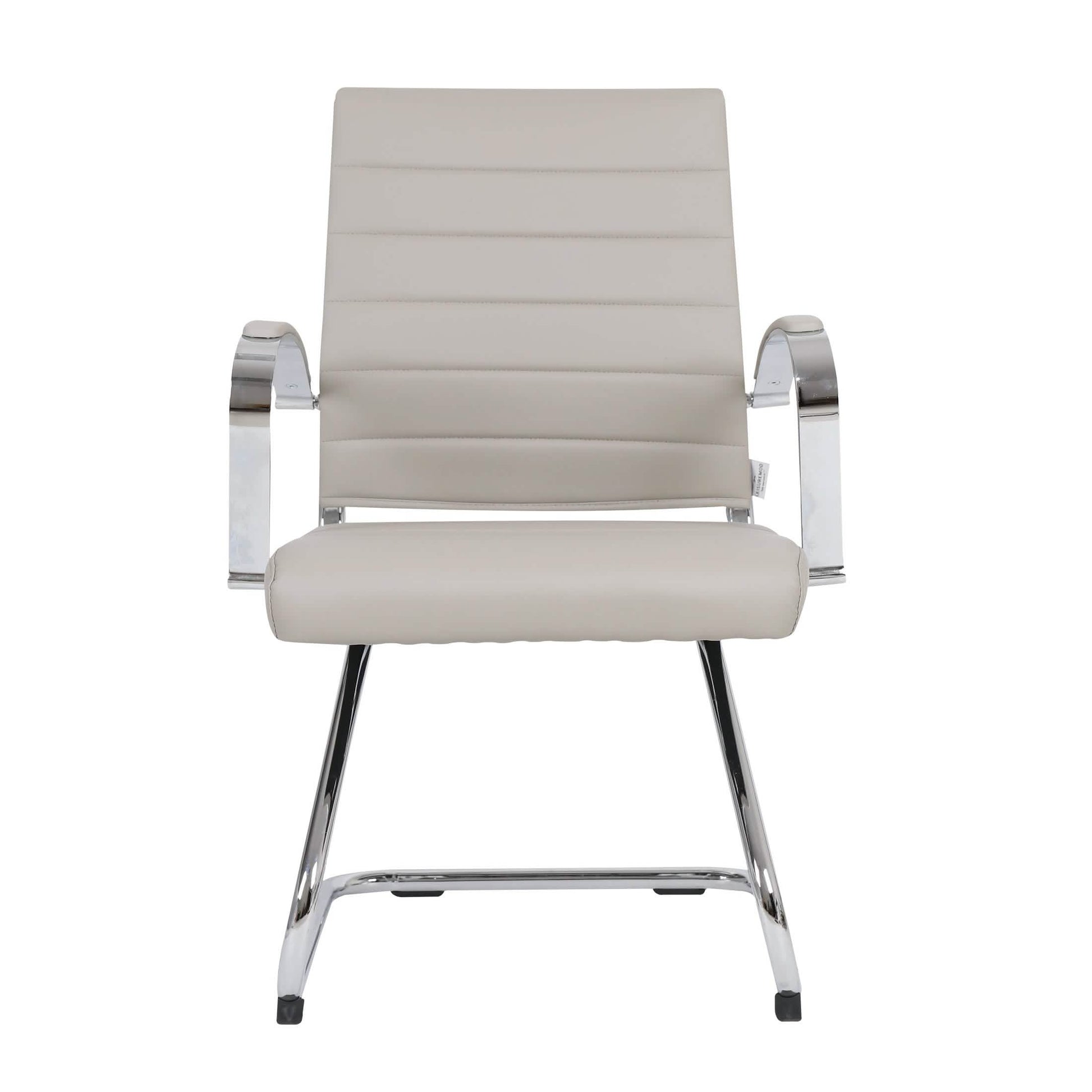 Benmar Mid - Back Office Conference Chair Upholstered in Leather with Stainless Steel Sled Base