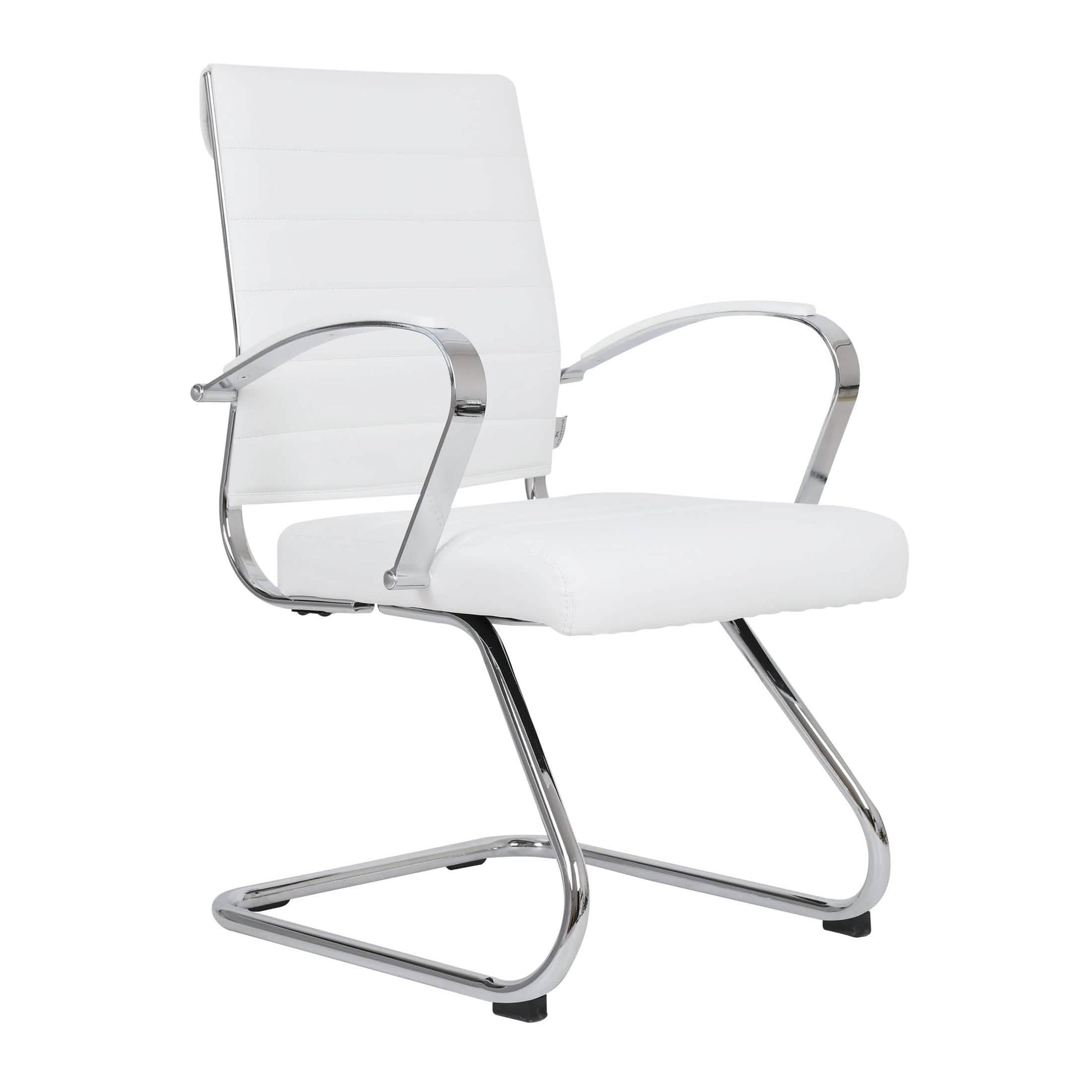 Benmar Mid - Back Office Conference Chair Upholstered in Leather with Stainless Steel Sled Base