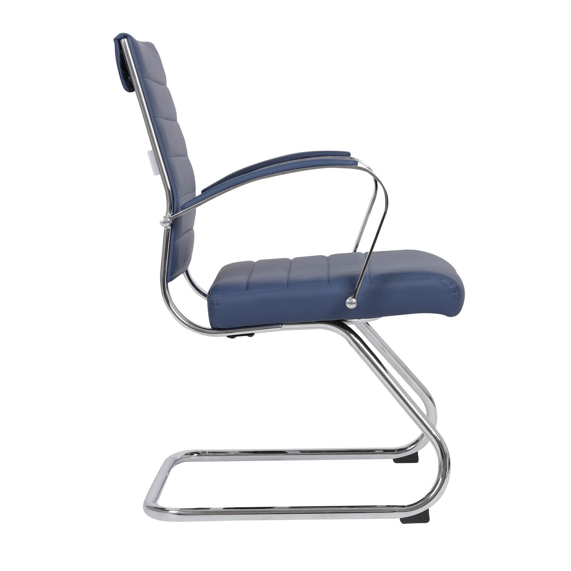 Benmar Mid - Back Office Conference Chair Upholstered in Leather with Stainless Steel Sled Base