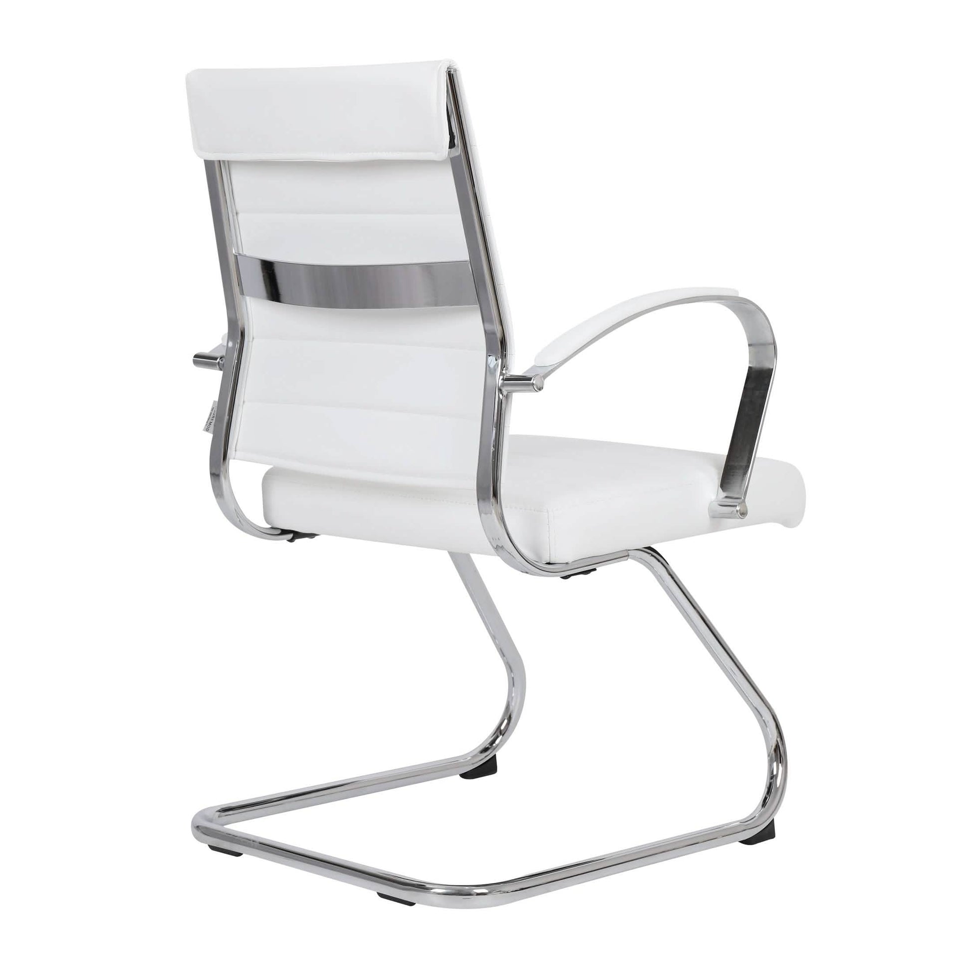Benmar Mid - Back Office Conference Chair Upholstered in Leather with Stainless Steel Sled Base