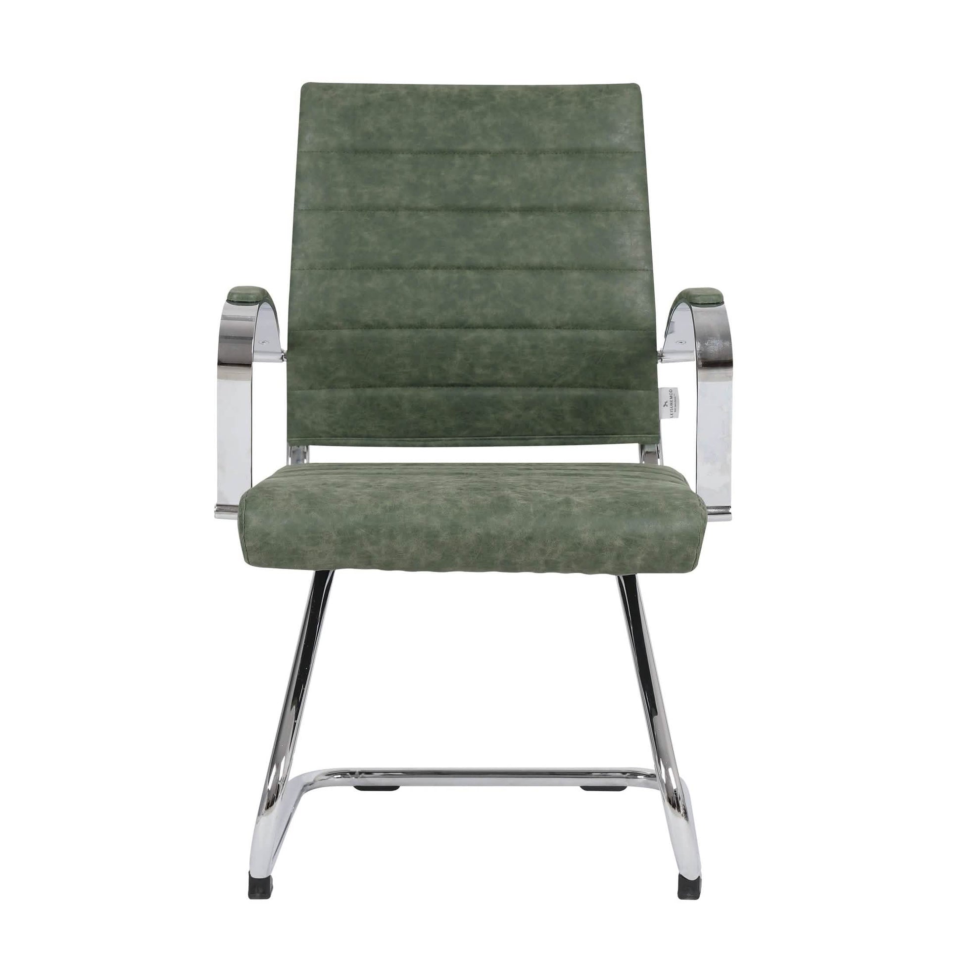 Benmar Mid - Back Office Conference Chair Upholstered in Leather with Stainless Steel Sled Base