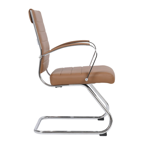 Benmar Mid-Back Office Conference Chair Upholstered in Leather with Stainless Steel Sled Base