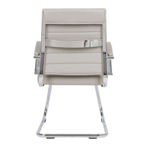 Benmar Mid-Back Office Conference Chair Upholstered in Leather with Stainless Steel Sled Base