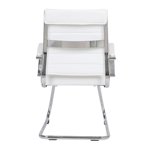 Benmar Mid-Back Office Conference Chair Upholstered in Leather with Stainless Steel Sled Base