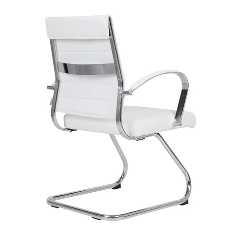 Benmar Mid-Back Office Conference Chair Upholstered in Leather with Stainless Steel Sled Base
