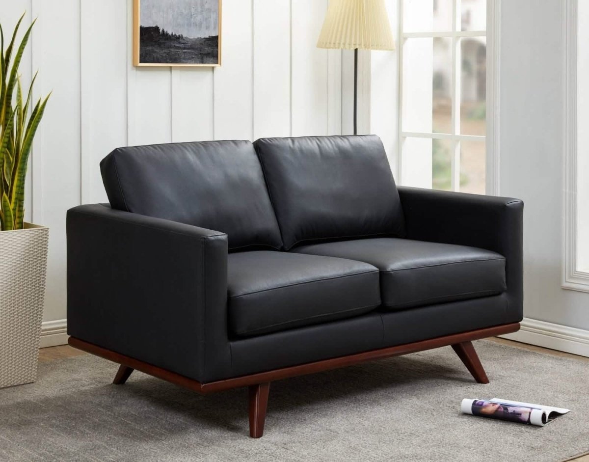 Birch Wood Base Leather/Mesh Loveseat - Chester Collection