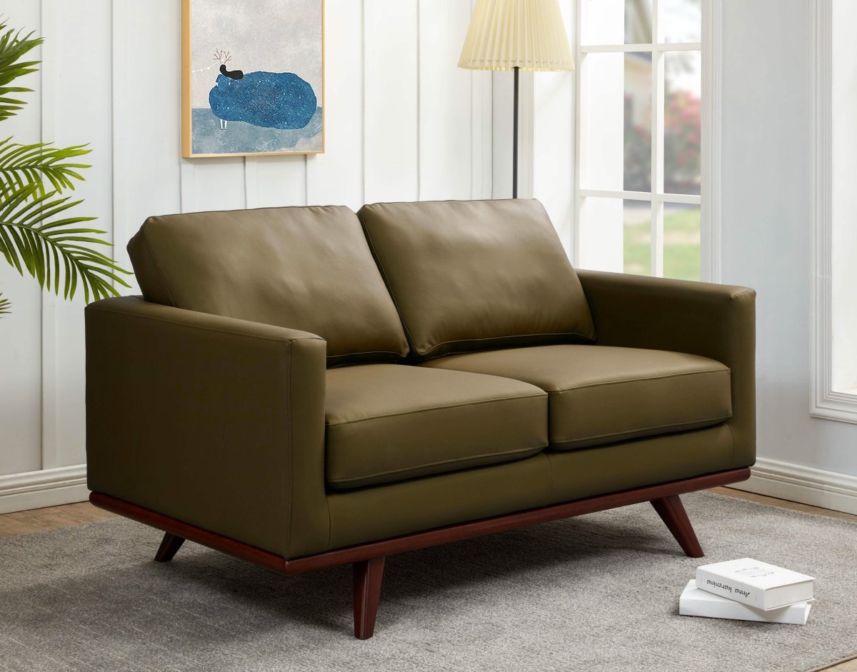 Birch Wood Base Leather/Mesh Loveseat - Chester Collection