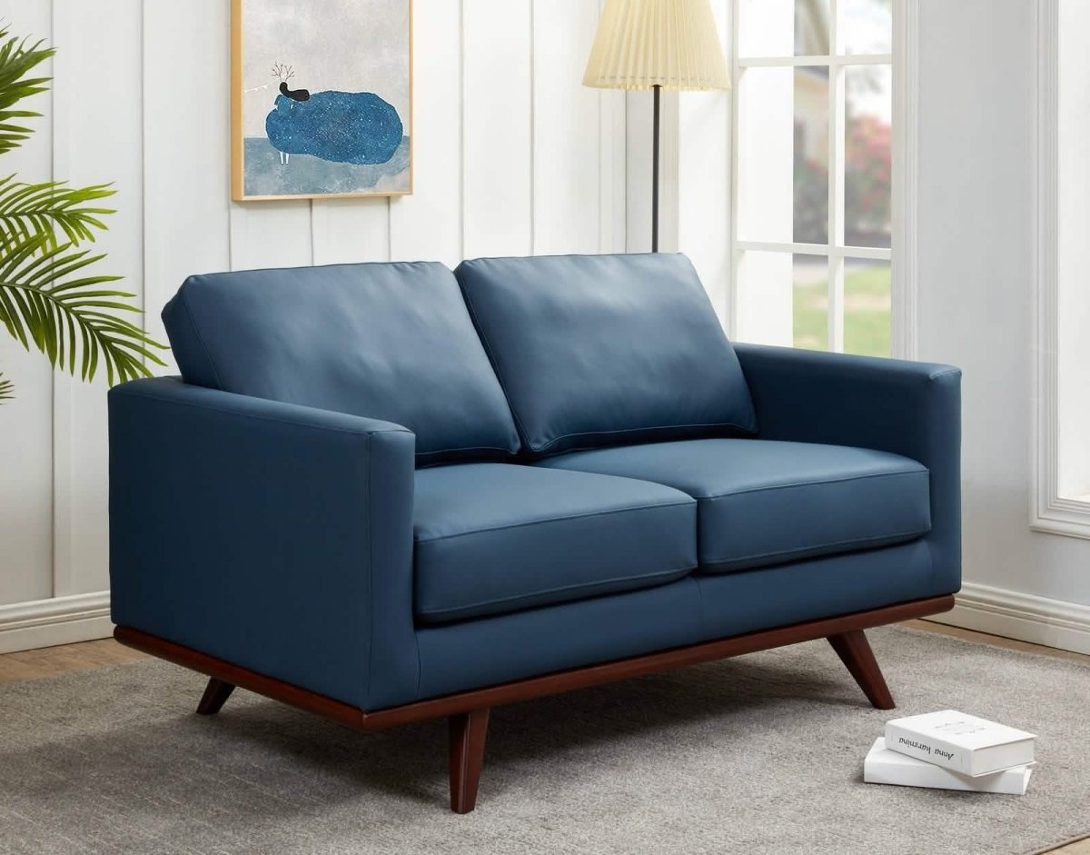 Birch Wood Base Leather/Mesh Loveseat - Chester Collection