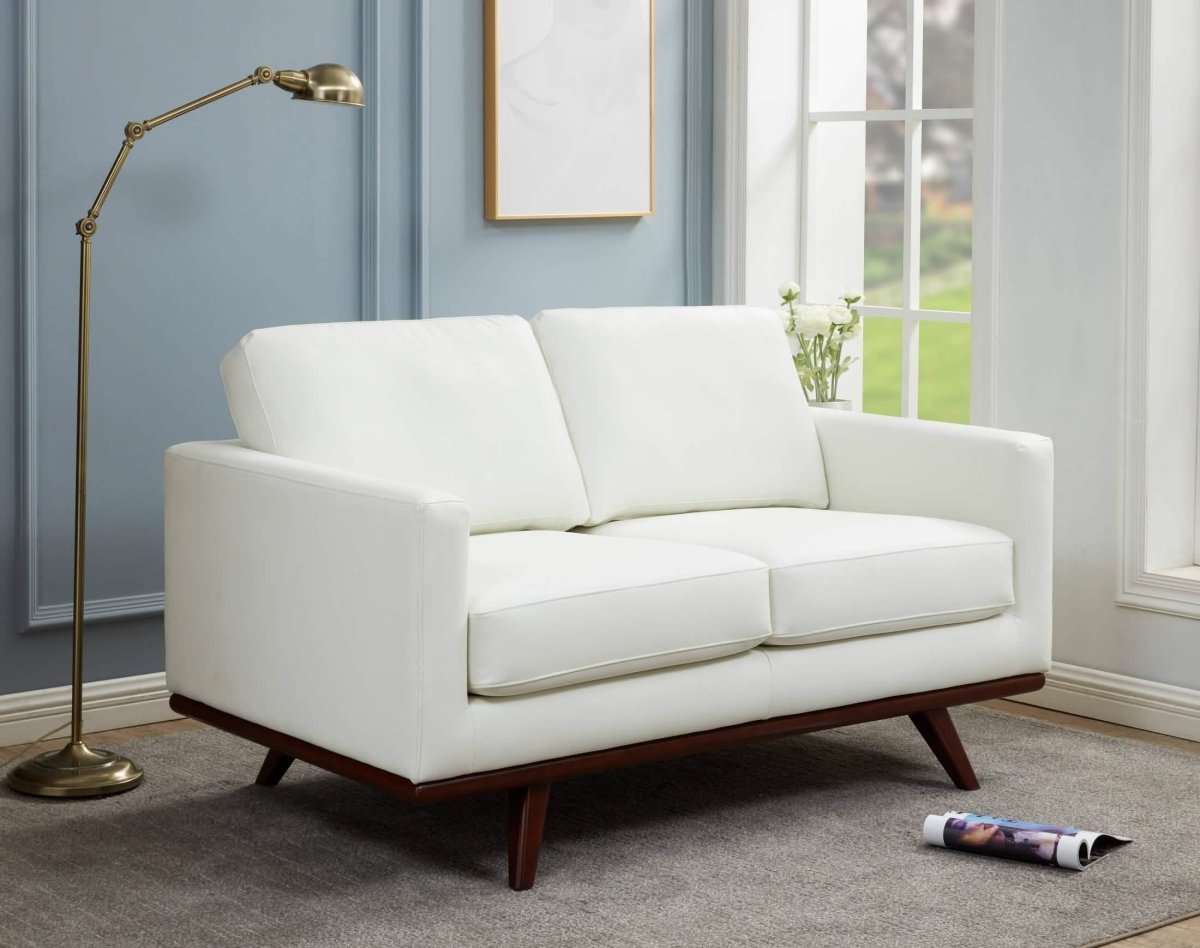 Birch Wood Base Leather/Mesh Loveseat - Chester Collection