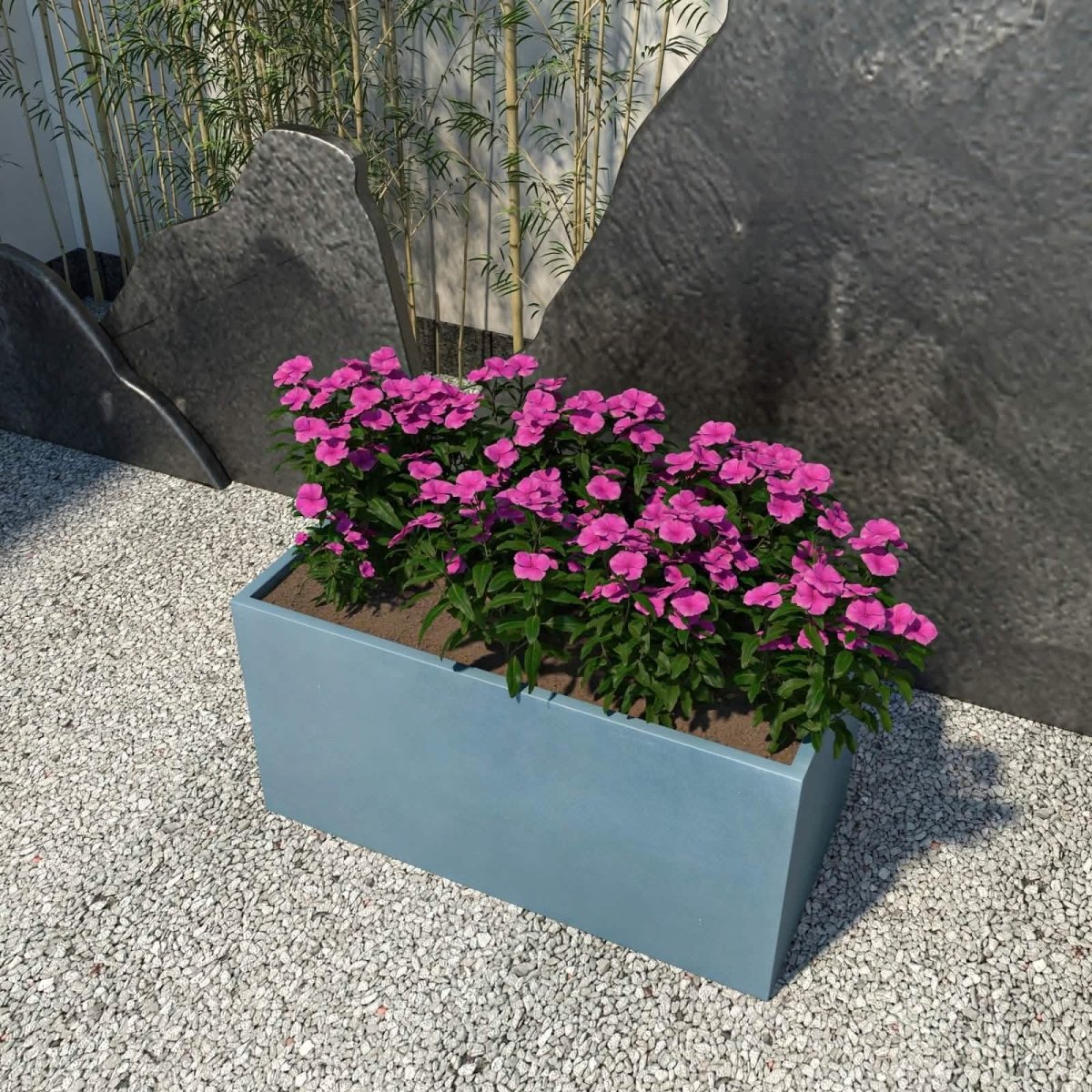 Bloom Mid - Century Modern Rectangular Fiberstone and MGO Clay Planter for Indoor and Outdoor