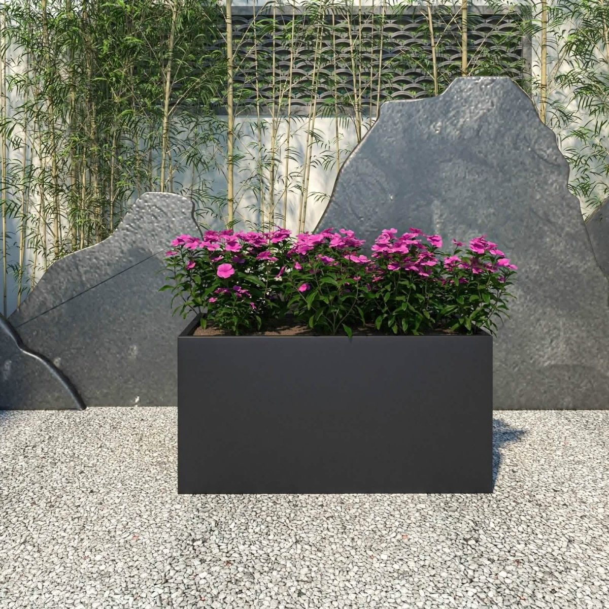 Bloom Mid - Century Modern Rectangular Fiberstone and MGO Clay Planter for Indoor and Outdoor