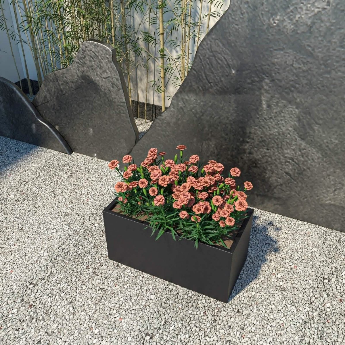 Bloom Mid - Century Modern Rectangular Fiberstone and MGO Clay Planter for Indoor and Outdoor