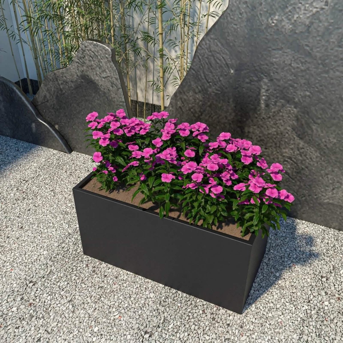 Bloom Mid - Century Modern Rectangular Fiberstone and MGO Clay Planter for Indoor and Outdoor