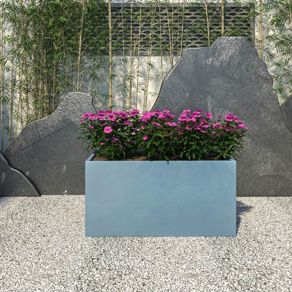 Bloom Mid - Century Modern Rectangular Fiberstone and MGO Clay Planter for Indoor and Outdoor