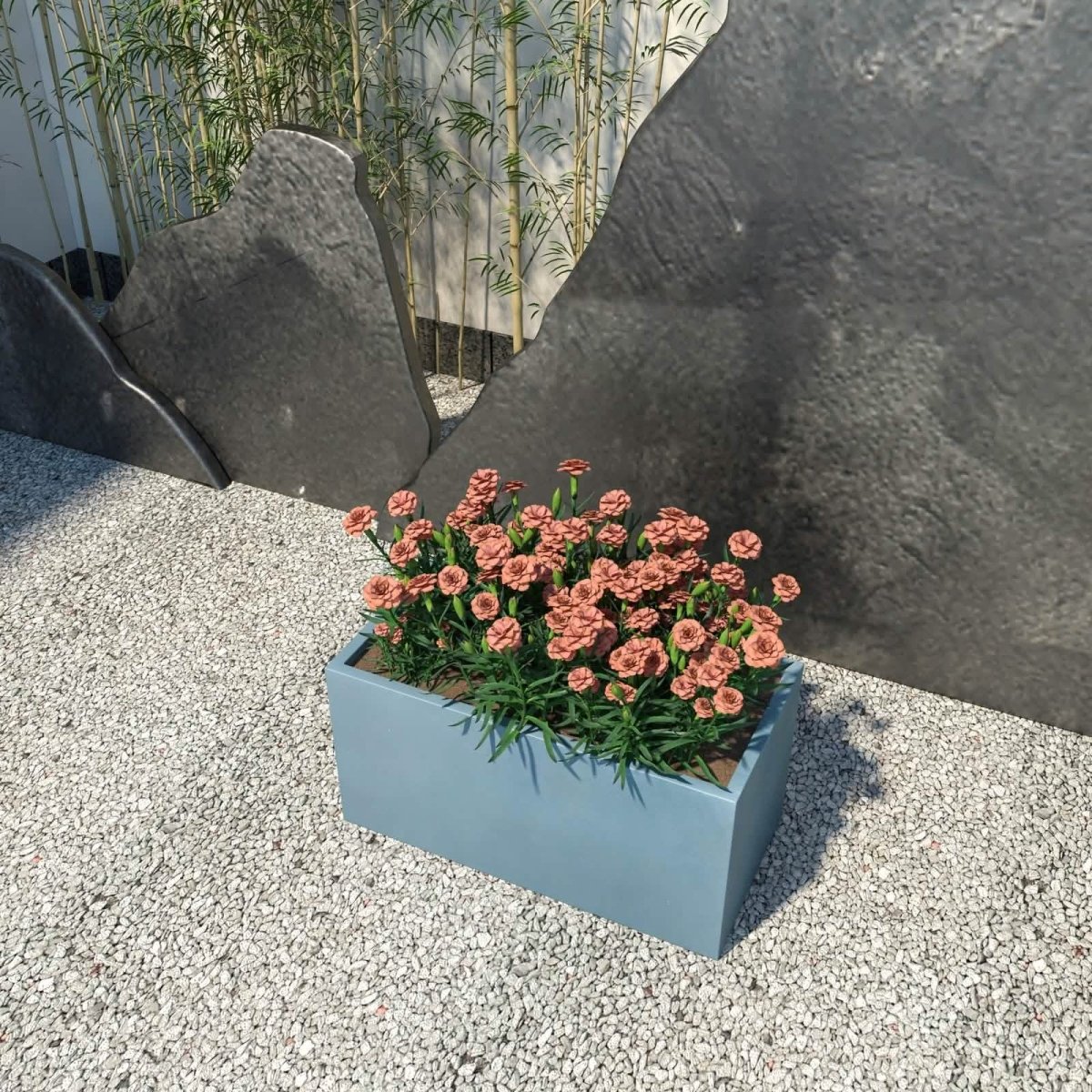 Bloom Mid - Century Modern Rectangular Fiberstone and MGO Clay Planter for Indoor and Outdoor