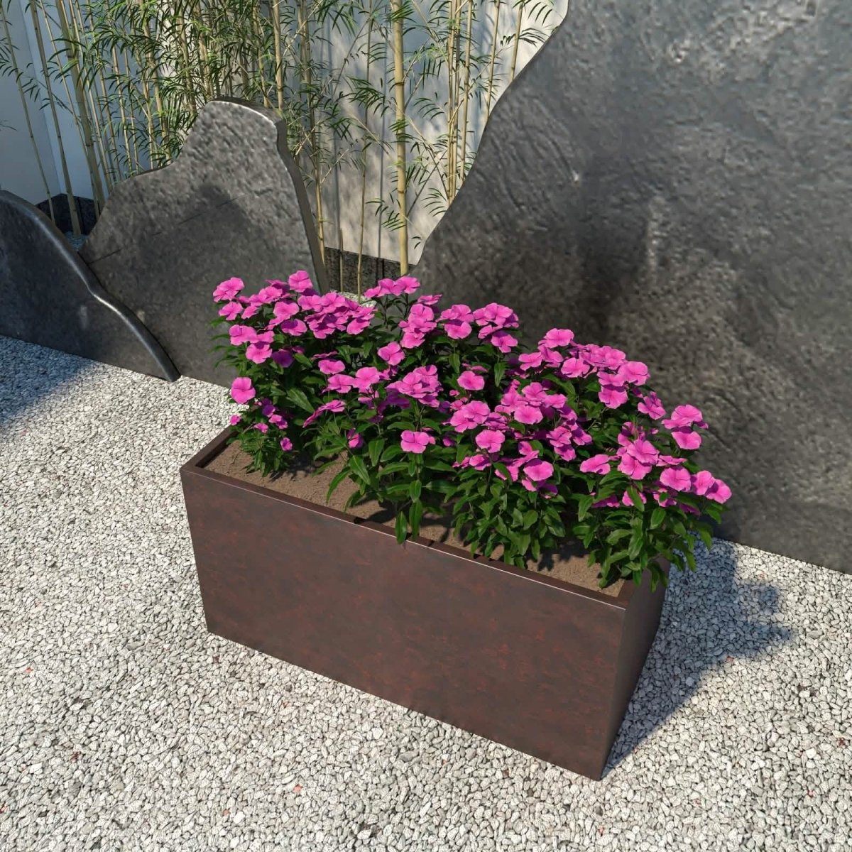 Bloom Mid - Century Modern Rectangular Fiberstone and MGO Clay Planter for Indoor and Outdoor