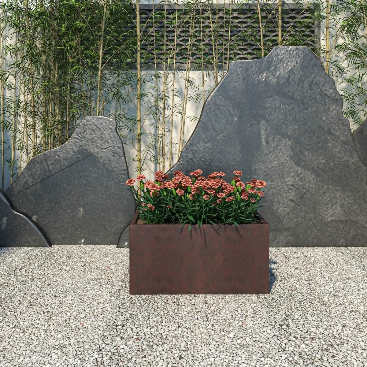 Bloom Mid - Century Modern Rectangular Fiberstone and MGO Clay Planter for Indoor and Outdoor