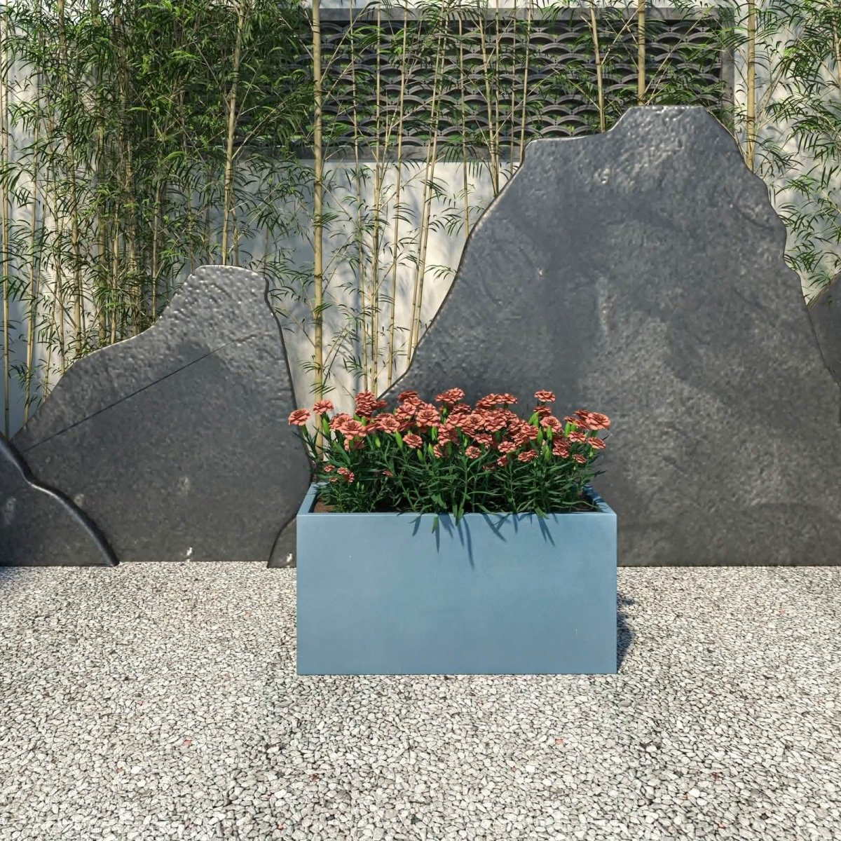 Bloom Mid - Century Modern Rectangular Fiberstone and MGO Clay Planter for Indoor and Outdoor