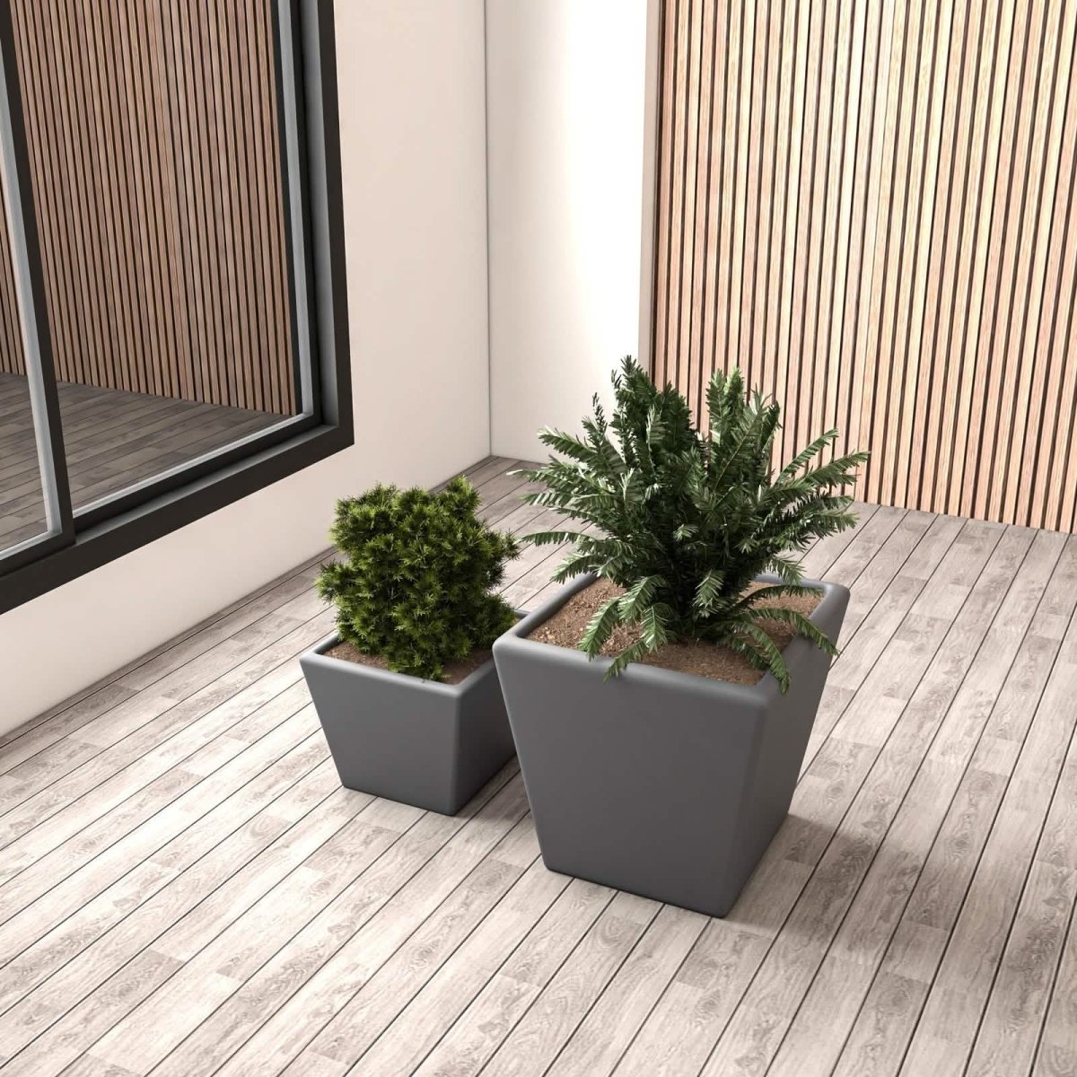 Blossom 4 - Piece Fiberstone, Tapered Square Planter Set