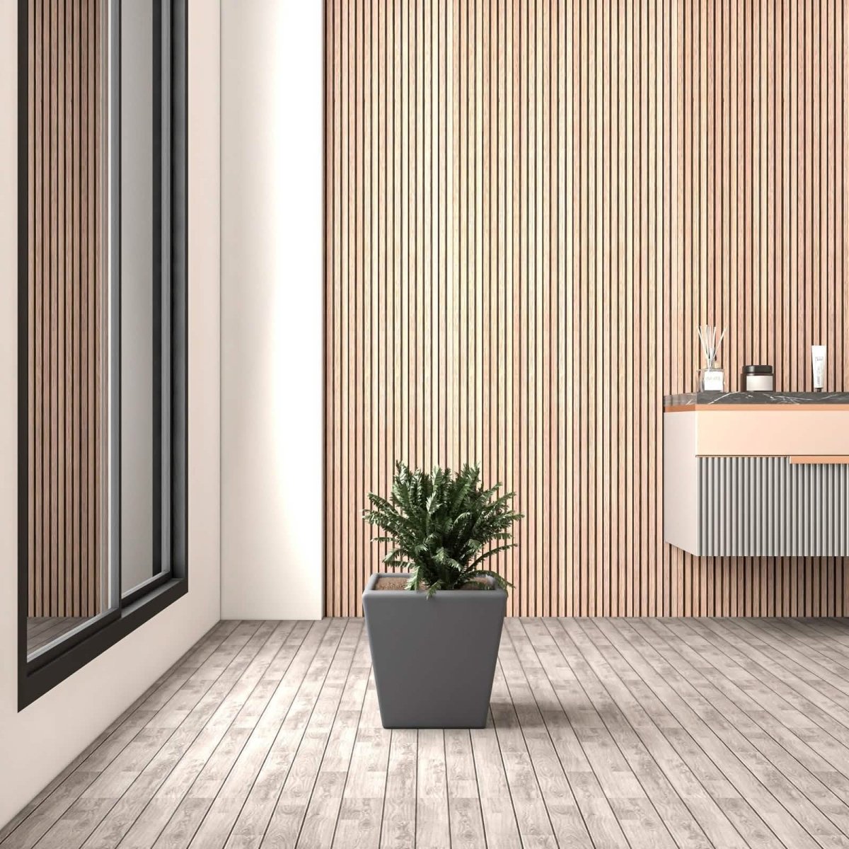 Blossom Fiberstone Tapered Square Planter Pot in Dark Grey