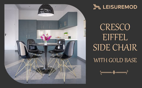 Cresco Modern Molded Eiffel Side Dining Chair with Gold Base Set of 2