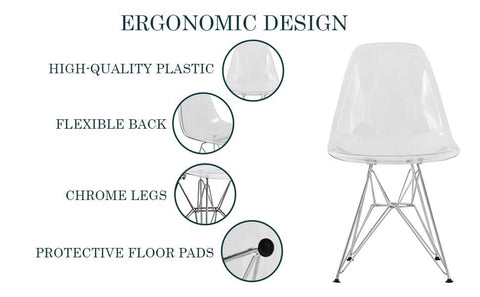 Cresco Modern Molded Eiffel Side Dining Chair with Gold Base Set of 2