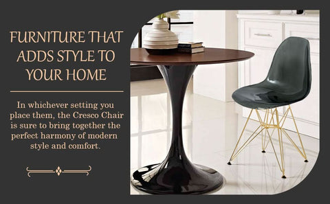 Cresco Modern Molded Eiffel Side Dining Chair with Gold Base Set of 2