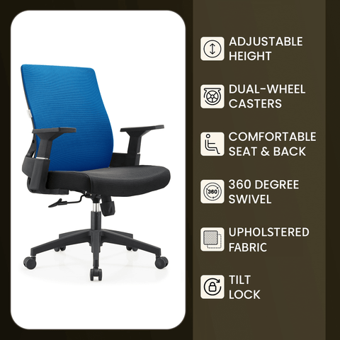 Brio Mid-Back Adjustable Office Chair Upholstered in Cotton