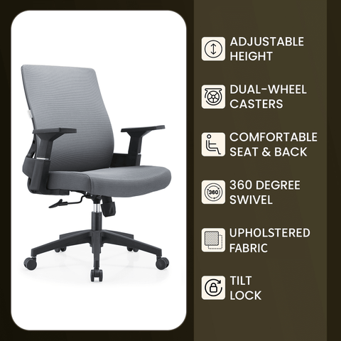 Brio Mid-Back Adjustable Office Chair Upholstered in Cotton