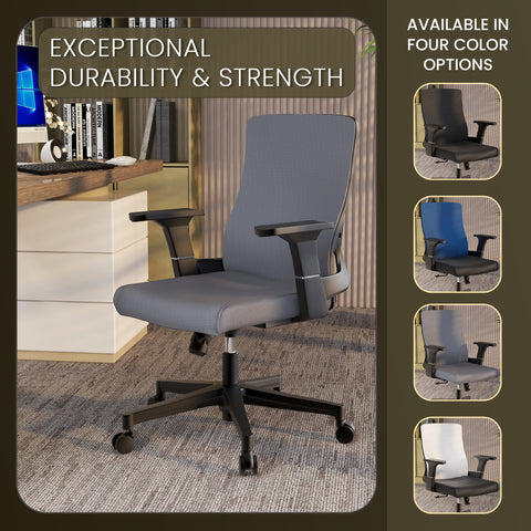 Brio Mid-Back Adjustable Office Chair Upholstered in Cotton