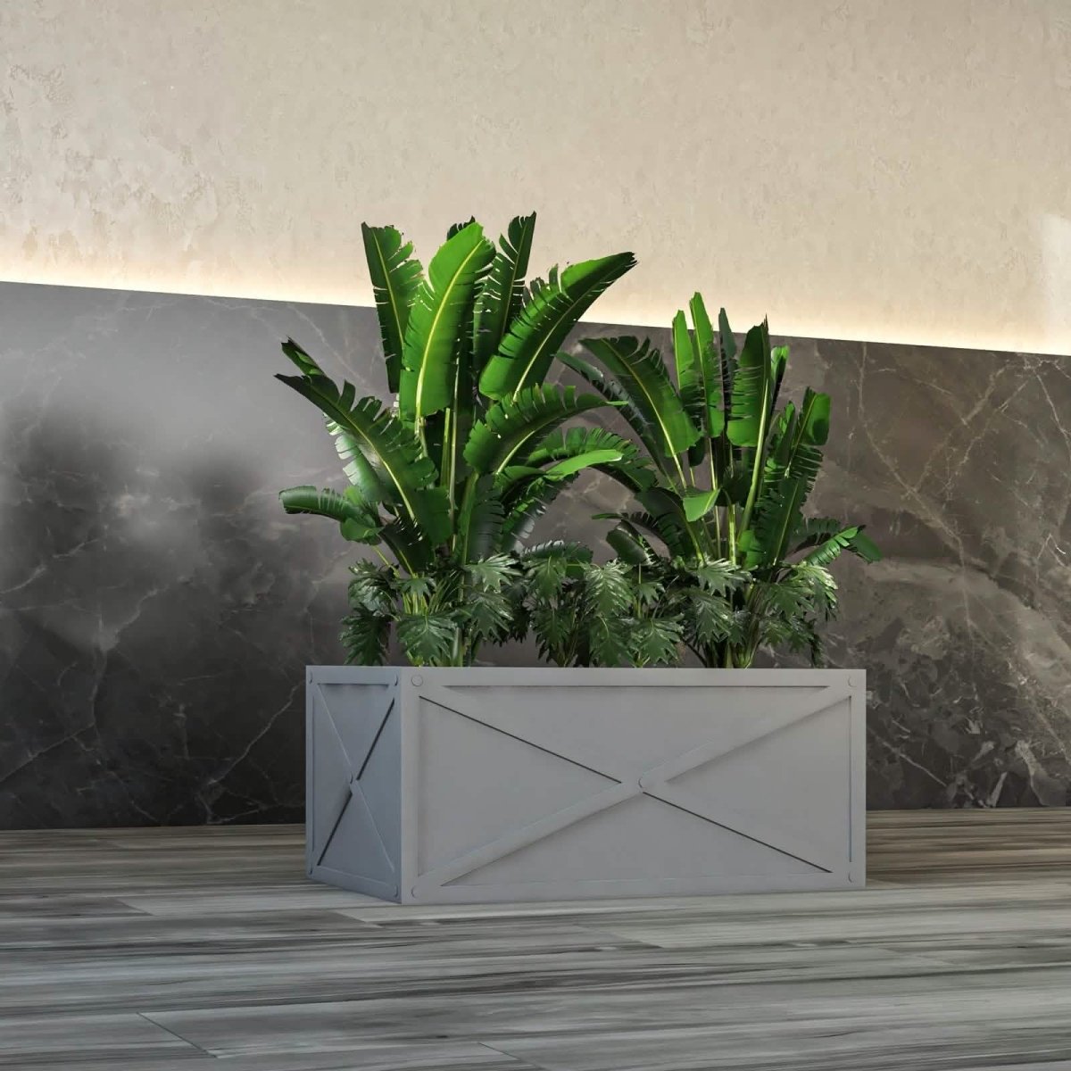 Bonsai Fiberglass and Clay Planter - Rectangular Weather - Resistant Planter Box with Drainage Holes