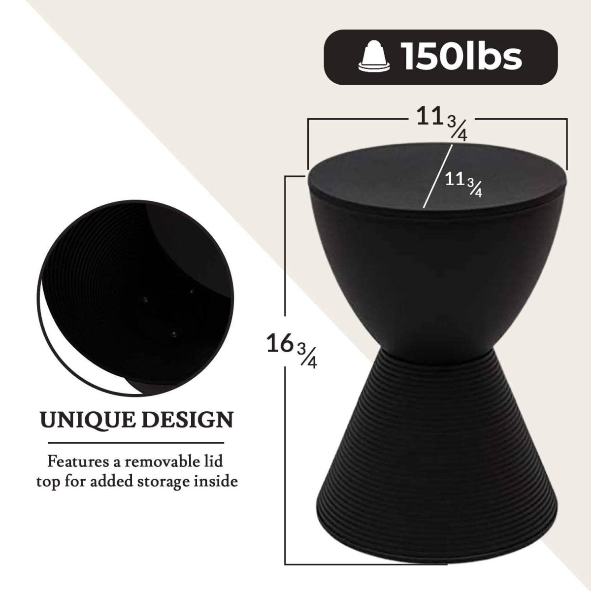 Boyd Storage Round Side End Table in Polypropylene Plastic